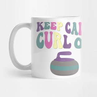 Groovy Retro Curling Sport Design - Keep Calm Curl On Mug